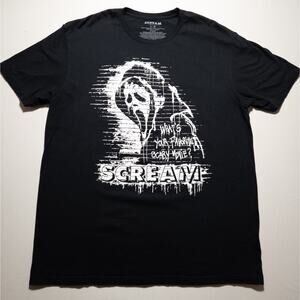 Scream Ghostface What's Your Favorite Scary Movie Mens T-Shirt Black L Official